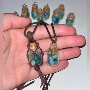 Handmade seaglass mini vial necklace